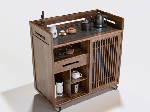  新中式茶水柜3d模型 