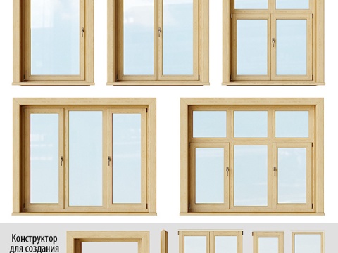 木窗套装2 + 设计师3d模型 