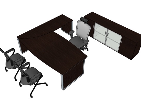 办公桌 班台桌 老板办公桌 办公家具su模型