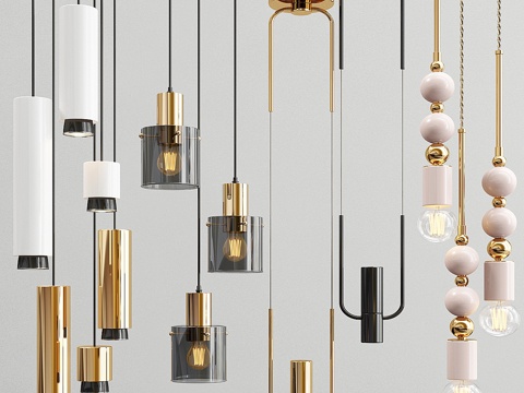  四盏吊灯_45 尊享款3d模型 