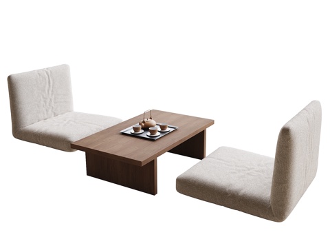 现代阳台茶桌椅su模型