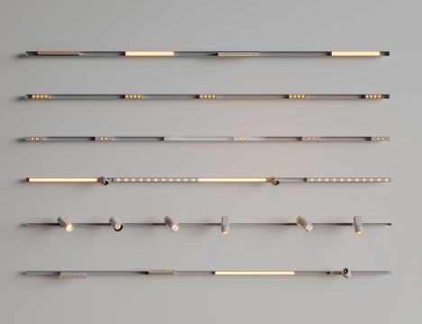 现代极简筒灯射灯 磁吸轨道射灯 明装转向射灯 线型灯 内嵌入su模型