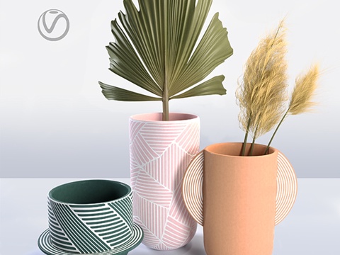  Anthropologie花瓶套装3d模型 