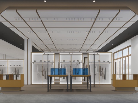  商场服装店摆台货架3d模型 