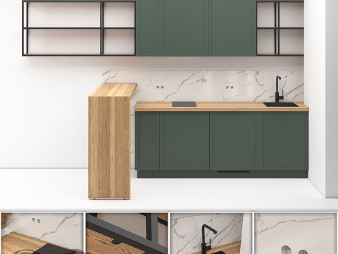  单间公寓小厨房013d模型 