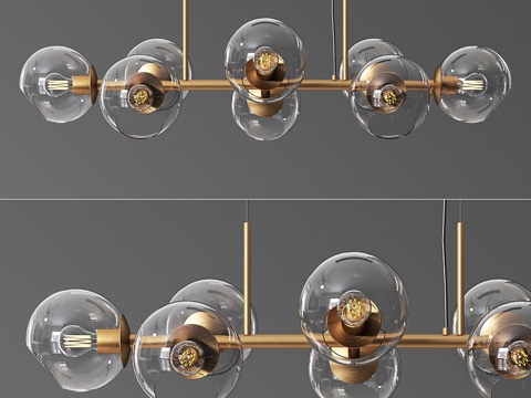  8盏错落玻璃吊灯3d模型 