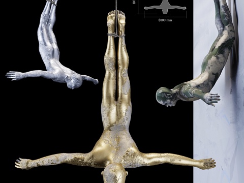  飞翔的男子雕塑3d模型 