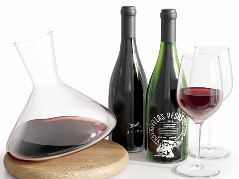  葡萄酒套装3d模型 