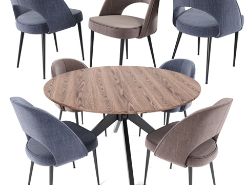  萨里宁餐椅与餐桌3d模型 