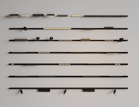 现代极简筒灯射灯 磁吸轨道射灯 明装转向射灯 线型灯 内嵌入su模型