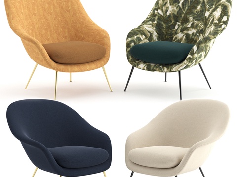  蝙蝠休闲椅 - 锥形底座 - GUBI出品3d模型 