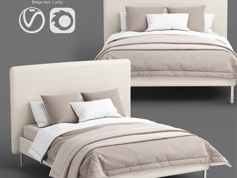  宜家TOMREFJORD米色床，Luröy3d模型 