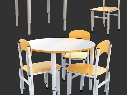  可调节高度桌椅3d模型 