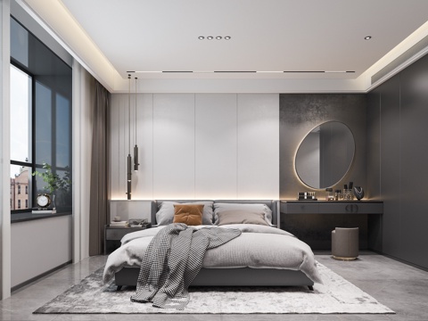  卧室床梳妆台3d模型 