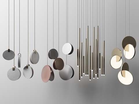  四盏吊灯 33d模型 