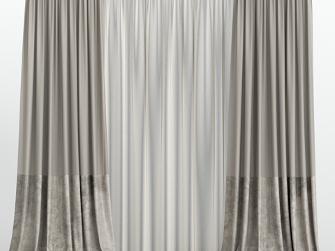  雪纺天鹅绒窗帘3d模型 