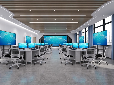  现代虚拟仿真教室3d模型 