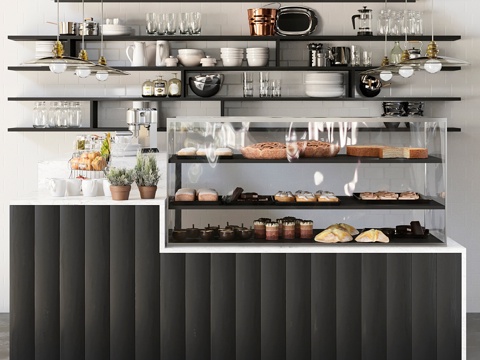  带冷藏柜的咖啡点设计方案3d模型 