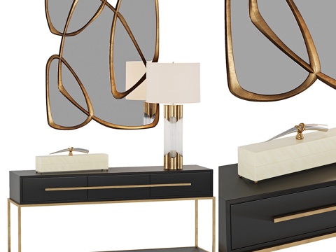  午夜边桌与黄铜玻璃桌L3d模型 