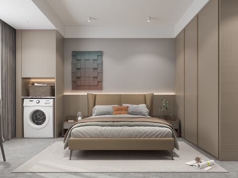  卧室床书桌柜3d模型 