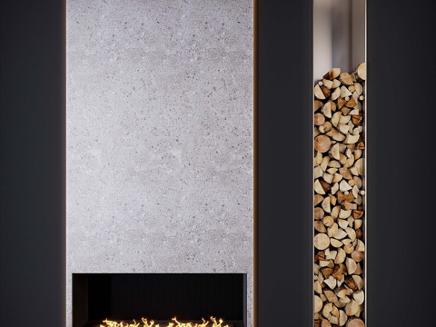  壁炉与柴火 33d模型 