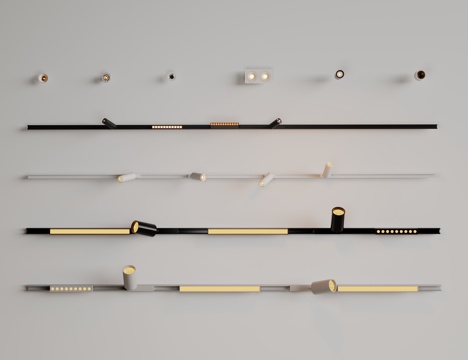 现代极简筒灯射灯 磁吸轨道射灯 明装转向射灯 线型灯 内嵌入su模型