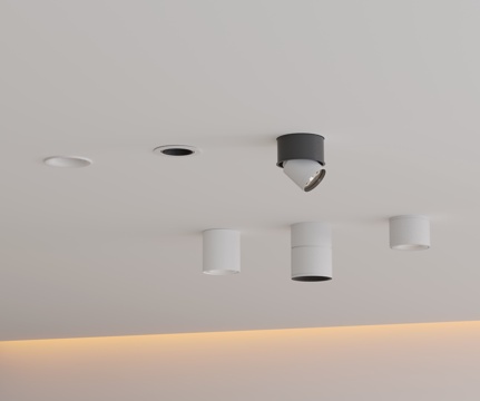 现代极简筒灯射灯 磁吸轨道射灯 明装转向射灯 线型灯 内嵌入su模型