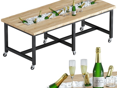  餐饮桌 - 布鲁塞尔老木3d模型 