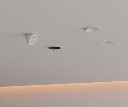 现代极简筒灯射灯 磁吸轨道射灯 明装转向射灯 线型灯 内嵌入su模型