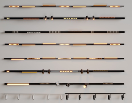 现代极简筒灯射灯 磁吸轨道射灯 明装转向射灯 线型灯 内嵌入su模型