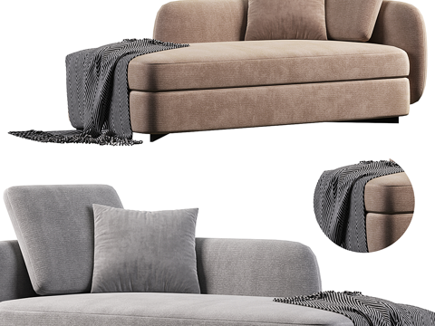  现代意式布艺贵妃椅3d模型 