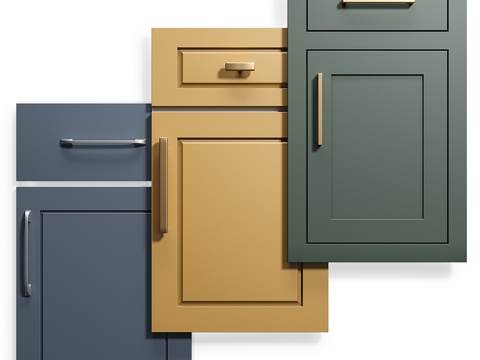  橱柜门套装9    带五金件的厨房门板3d模型 