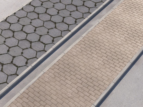  2款人行道方案含道路套装_113d模型 