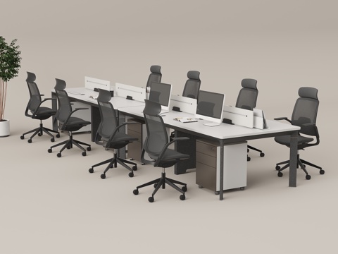  工位办公桌3d模型 