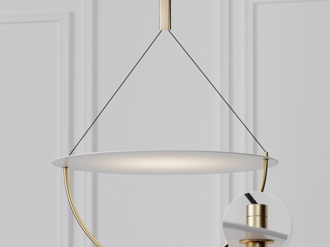  现代白色16英寸LED吊灯开 关3d模型 