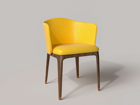  现代皮革实木单椅单椅3d模型 