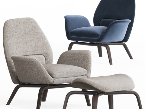  Minotti吉利亚姆扶手椅&脚凳套装3d模型 