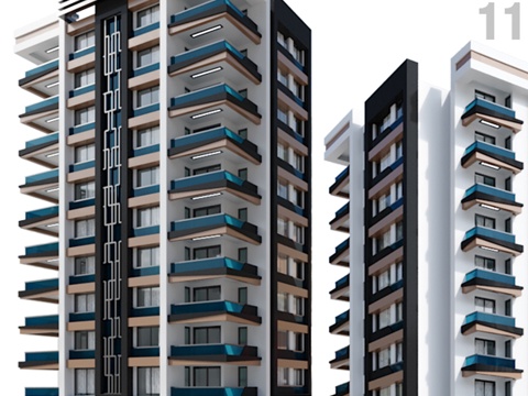  现代住宅建筑 0113d模型 