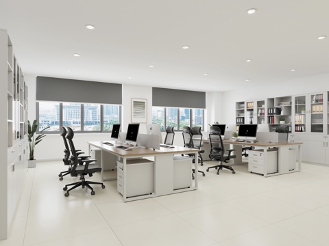  集中办公区3d模型 