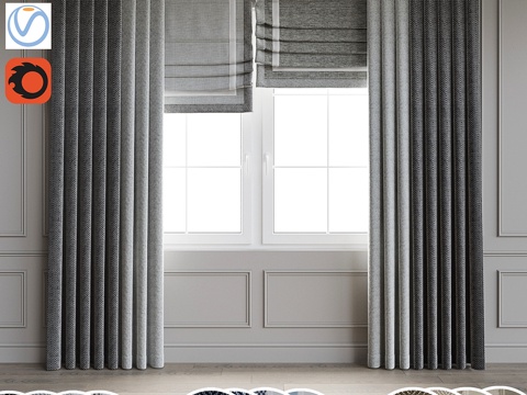  现代风格窗帘83d模型 