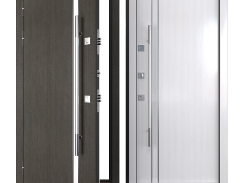  入口金属门 Modern 2（您的门框）3d模型 