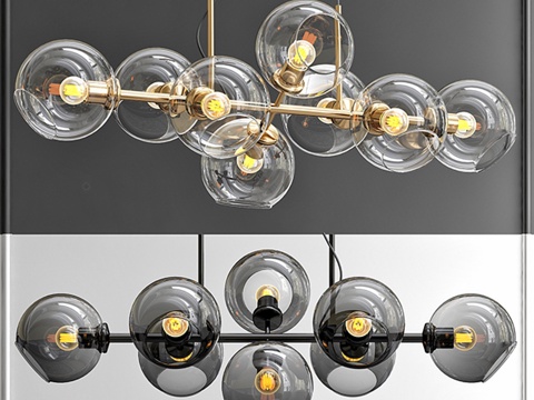  错落玻璃吊灯83d模型 
