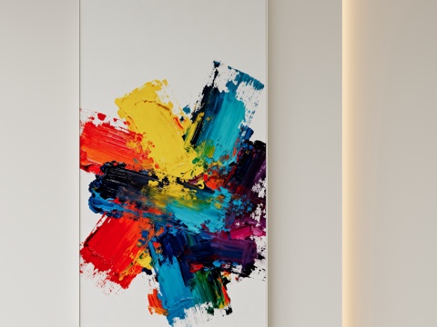  现代抽象油画装饰画su模型 