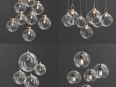  玻璃球形灯具系列3d模型 