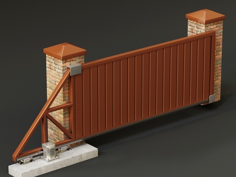  自动平移门3d模型 