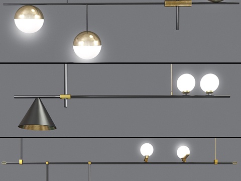 天花板悬挂灯具套装023d模型 