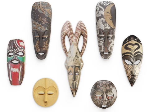  非洲木雕面具3d模型 