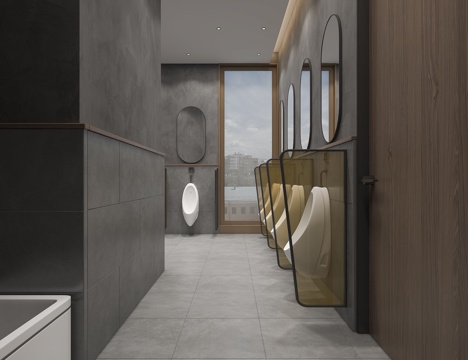  公共男卫生间3d模型 