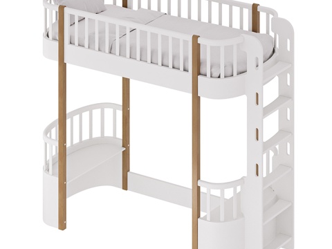  北欧简约上下床 儿童上下床 宿舍床3d模型 