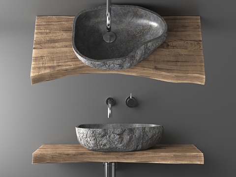  石材台面盆3d模型 